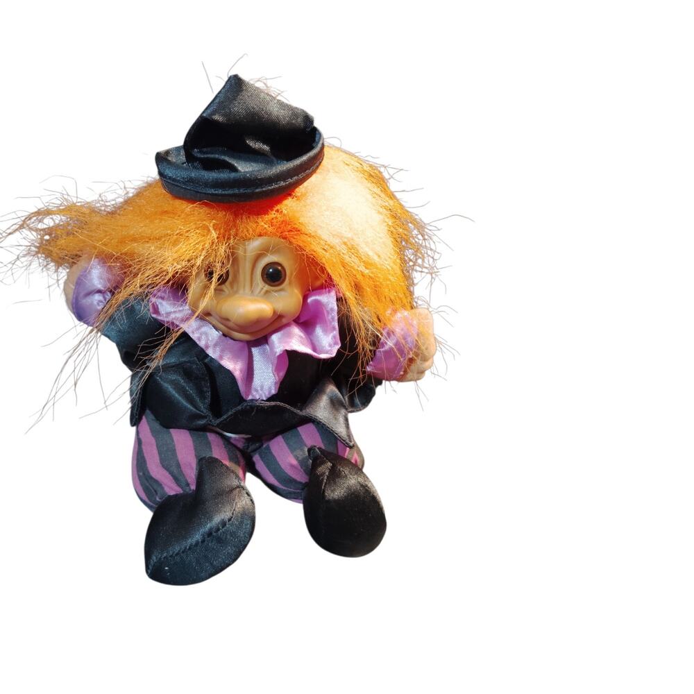 RUSS WITCH TROLL DOLL Witch Hat Orange Hair #3857 Soft Stuffed Body EUC